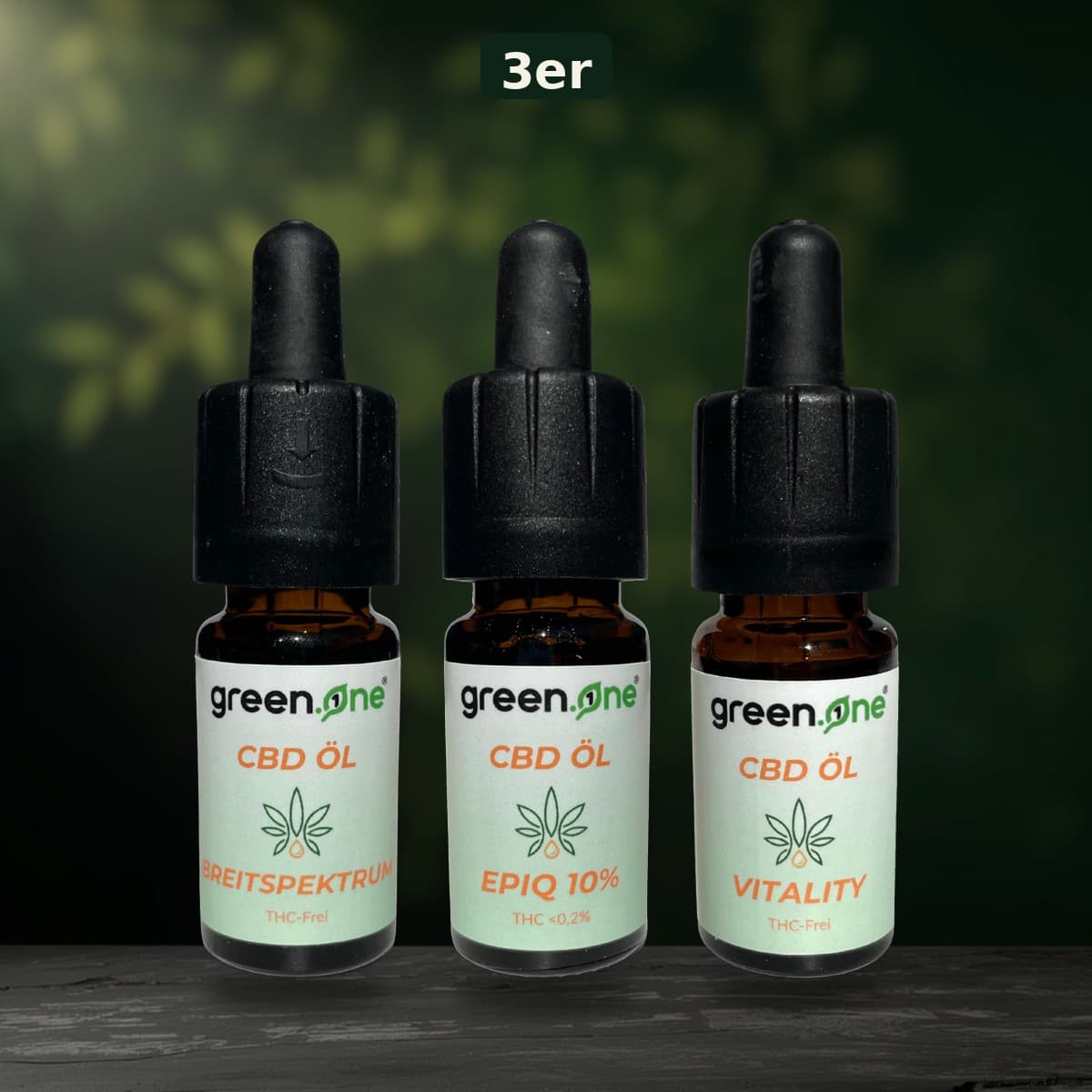 Set 3 aceites — tres caracteres, elegidos con cuidado