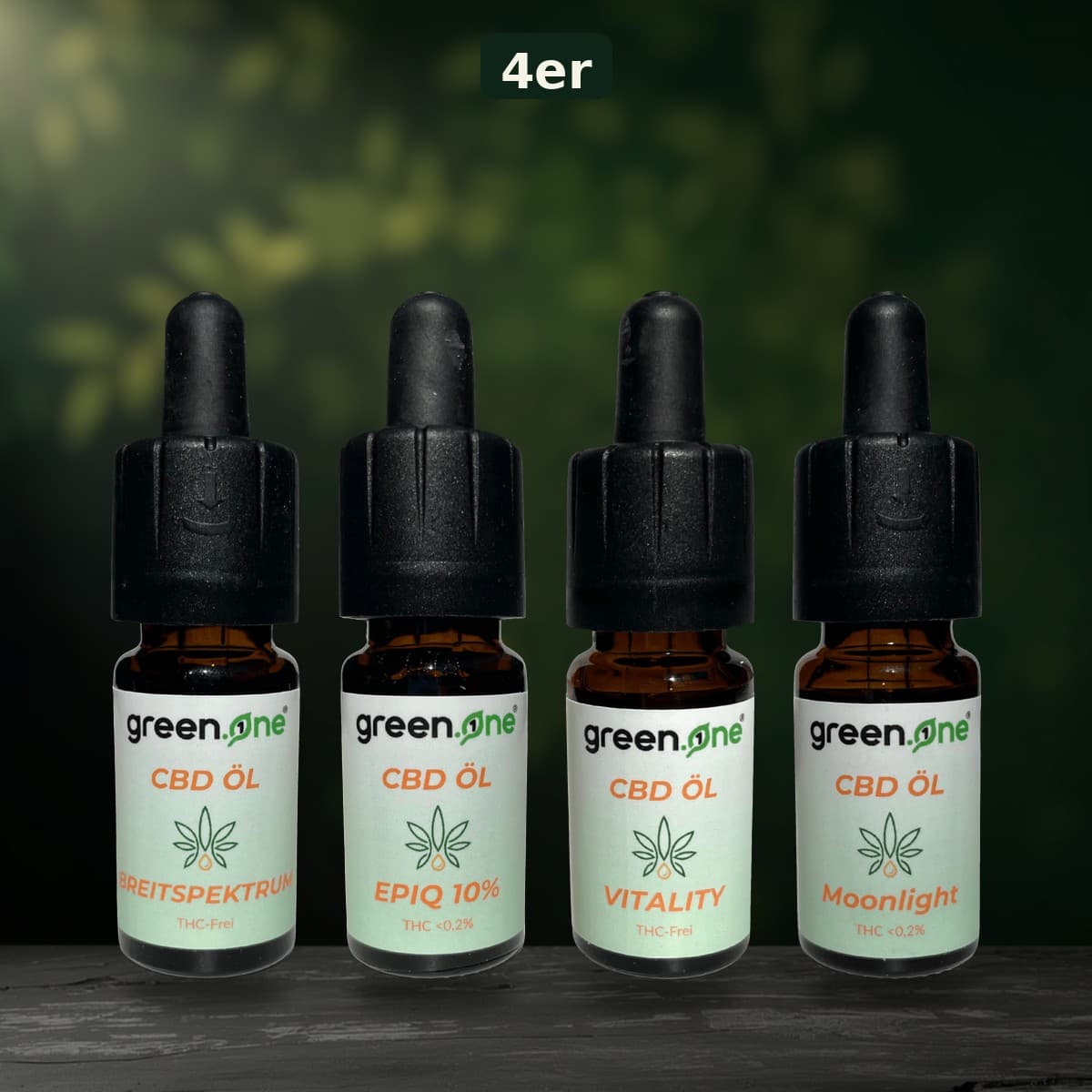 Set 4 aceites — cuatro caracteres, una caja